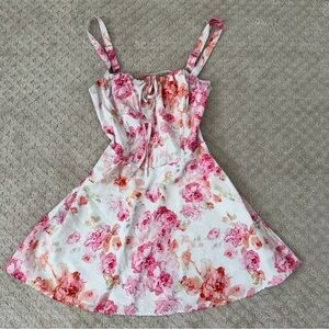 Pink floral corset dress with adjustable straps